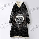 Odin Viking Warrior On A Runic SED-1130 Oversized Sherpa Blanket Hoodie