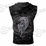 Odin Viking Warrior On A Runic SED-1130 Zip Sleeveless Hoodie