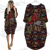 Gothic Mushrooms Seamless Pattern SED-1132 Batwing Pocket Dress