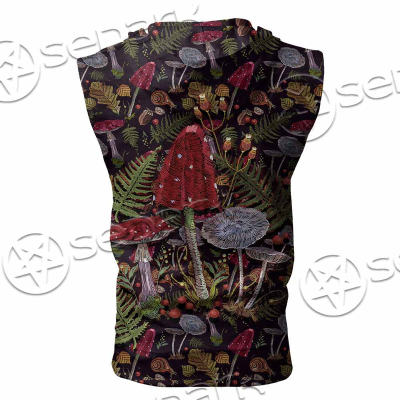 Gothic Mushrooms Seamless Pattern SED-1132 Zip Sleeveless Hoodie