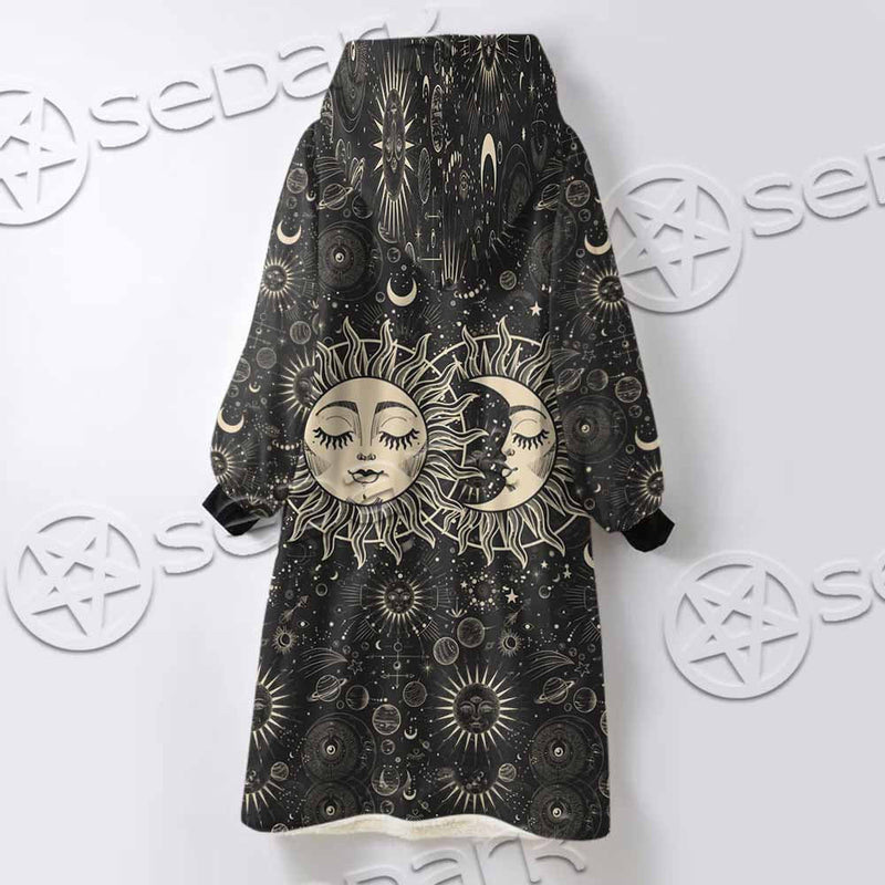 Sun And A Crescent Moon SED-1133 Oversized Sherpa Blanket Hoodie
