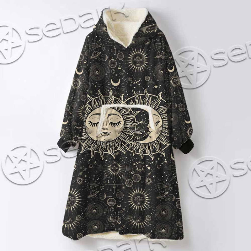 Sun And A Crescent Moon SED-1133 Oversized Sherpa Blanket Hoodie