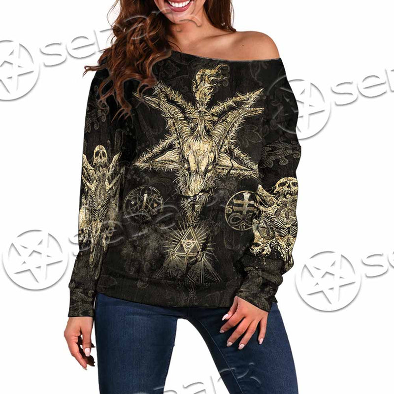 Satanic Baphomet SED-1134 Off Shoulder Sweaters