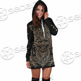 Gold Pentagram Symbol Wrapped By Snake SED-1137 Hoodie Dress