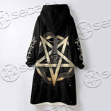Gold Pentagram Symbol Wrapped By Snake SED-1137 Oversized Sherpa Blanket Hoodie