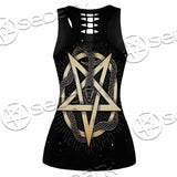 Gold Pentagram Symbol Wrapped By Snake SED-1137 Women Tank Top