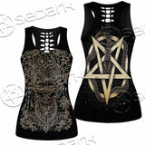 Gold Pentagram Symbol Wrapped By Snake SED-1137 Women Tank Top