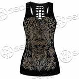 Gold Pentagram Symbol Wrapped By Snake SED-1137 Women Tank Top