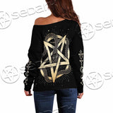 Gold Pentagram Symbol Wrapped By Snake SED-1137 Off Shoulder Sweaters