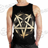 Gold Pentagram Symbol Wrapped By Snake SED-1137 Men Tank-tops