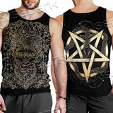 Gold Pentagram Symbol Wrapped By Snake SED-1137 Men Tank-tops