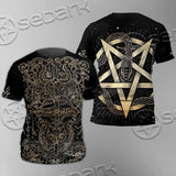 Gold Pentagram Symbol Wrapped By Snake SED-1137 Unisex T-shirt