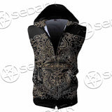 Gold Pentagram Symbol Wrapped By Snake SED-1137 Zip Sleeveless Hoodie
