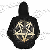 Gold Pentagram Symbol Wrapped By Snake SED-1137 Hoodie & Zip Hoodie