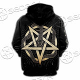 Gold Pentagram Symbol Wrapped By Snake SED-1137 Hoodie & Zip Hoodie Raglan