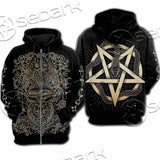 Gold Pentagram Symbol Wrapped By Snake SED-1137 Hoodie & Zip Hoodie Raglan