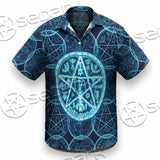 Fantasy Symbols And Pentagram On Blue SED-1138 Shirt Allover