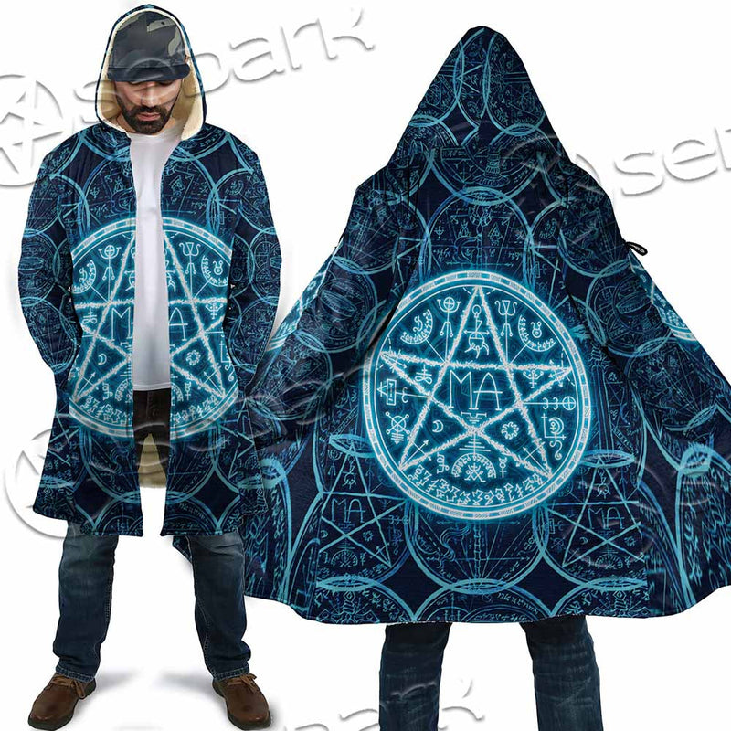 Fantasy Symbols And Pentagram On Blue SED-1138 Cloak