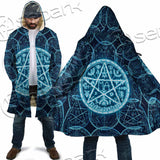 Fantasy Symbols And Pentagram On Blue SED-1138 Cloak