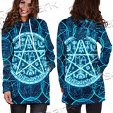 Fantasy Symbols And Pentagram On Blue SED-1138 Hoodie Dress