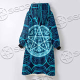 Fantasy Symbols And Pentagram On Blue SED-1138 Oversized Sherpa Blanket Hoodie