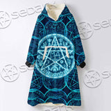 Fantasy Symbols And Pentagram On Blue SED-1138 Oversized Sherpa Blanket Hoodie