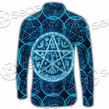 Fantasy Symbols And Pentagram On Blue SED-1138 Shirt Allover