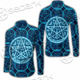 Fantasy Symbols And Pentagram On Blue SED-1138 Shirt Allover