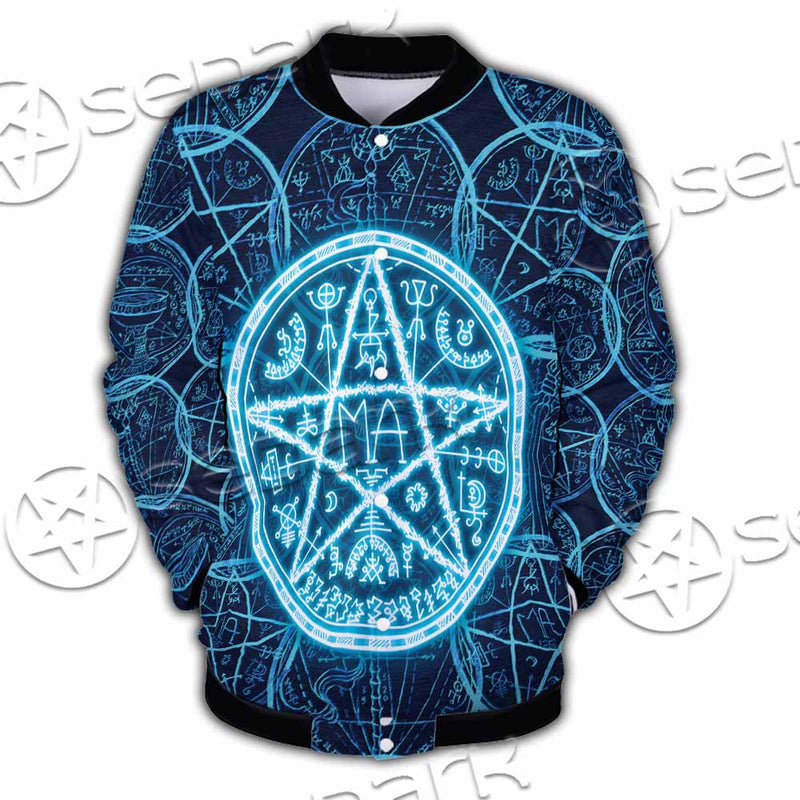 Fantasy Symbols And Pentagram On Blue SED-1138 Button Jacket
