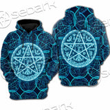 Fantasy Symbols And Pentagram On Blue SED-1138 Hoodie & Zip Hoodie Raglan