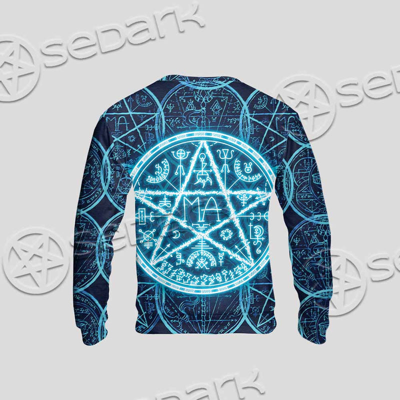 Fantasy Symbols And Pentagram On Blue SED-1138 Unisex Sweatshirt