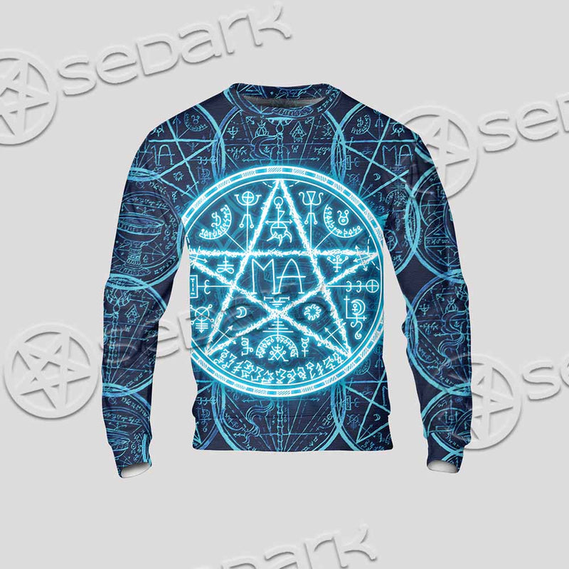 Fantasy Symbols And Pentagram On Blue SED-1138 Unisex Sweatshirt