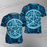 Fantasy Symbols And Pentagram On Blue SED-1138 Unisex T-shirt