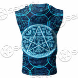 Fantasy Symbols And Pentagram On Blue SED-1138 Zip Sleeveless Hoodie
