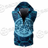 Fantasy Symbols And Pentagram On Blue SED-1138 Zip Sleeveless Hoodie