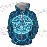 Fantasy Symbols And Pentagram On Blue SED-1138 Hoodie & Zip Hoodie