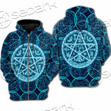 Fantasy Symbols And Pentagram On Blue SED-1138 Hoodie & Zip Hoodie Raglan