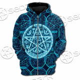 Fantasy Symbols And Pentagram On Blue SED-1138 Hoodie & Zip Hoodie Raglan