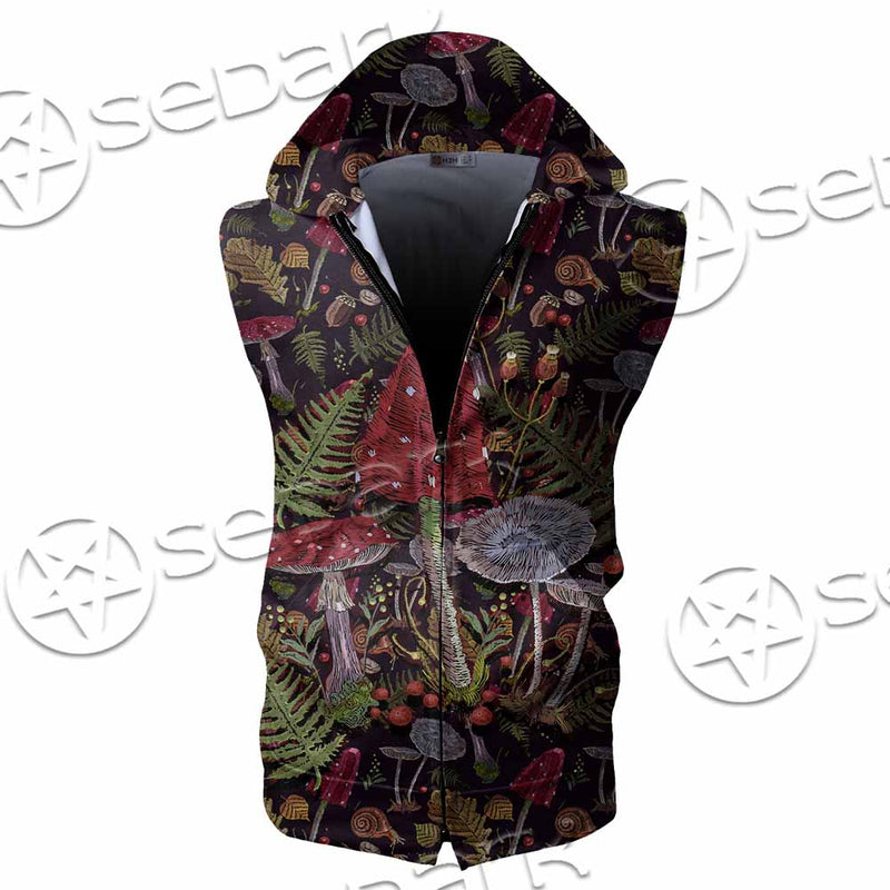 Mushrooms Dark Autumn Forest SED-1141 Zip Sleeveless Hoodie