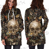 Vintage Floral Skull Seamless Pattern SED-1142 Hoodie Dress