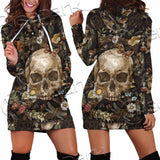 Vintage Floral Skull Seamless Pattern SED-1142 Hoodie Dress