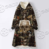 Vintage Floral Skull Seamless Pattern SED-1142 Oversized Sherpa Blanket Hoodie