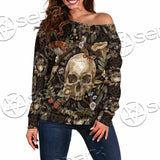 Vintage Floral Skull Seamless Pattern SED-1142 Off Shoulder Sweaters