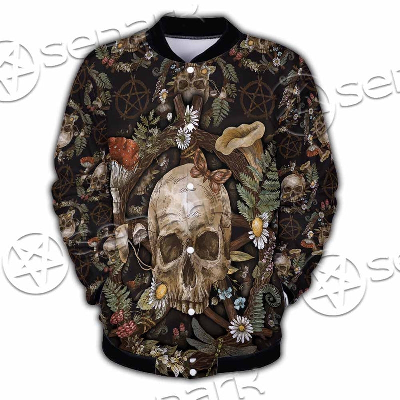 Vintage Floral Skull Seamless Pattern SED-1142 Button Jacket