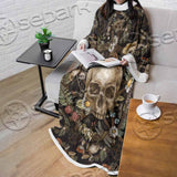 Vintage Floral Skull Seamless Pattern SED-1142 Sleeved Blanket