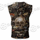 Vintage Floral Skull Seamless Pattern SED-1142 Zip Sleeveless Hoodie