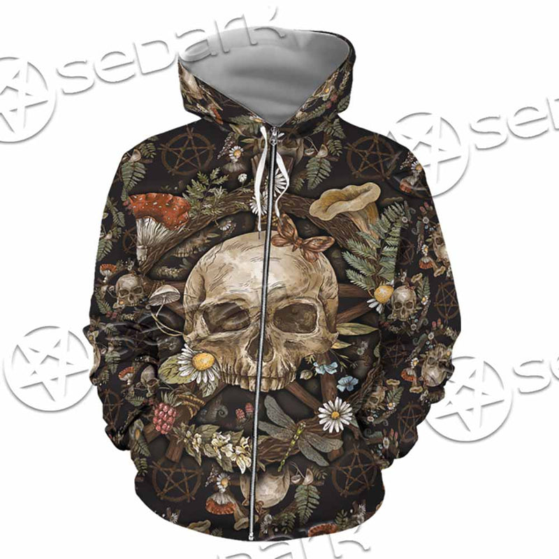 Vintage Floral Skull Seamless Pattern SED-1142 Hoodie & Zip Hoodie