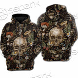 Vintage Floral Skull Seamless Pattern SED-1142 Hoodie & Zip Hoodie Raglan