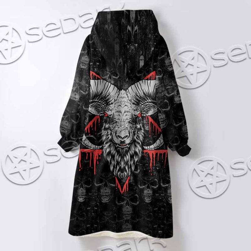 Baphomet Satanic Head SED-1143 Oversized Sherpa Blanket Hoodie