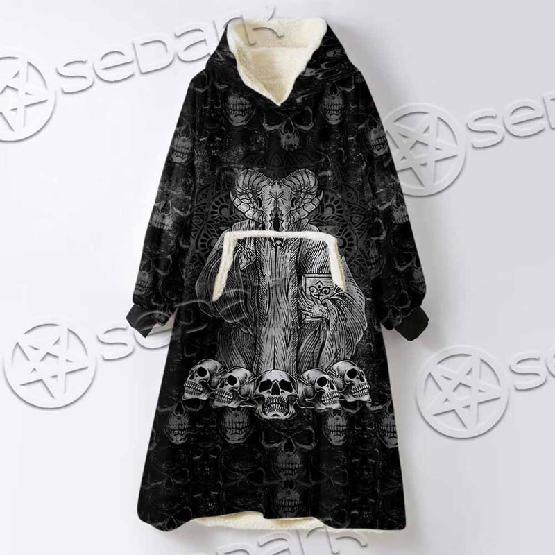 Baphomet Satanic Head SED-1143 Oversized Sherpa Blanket Hoodie